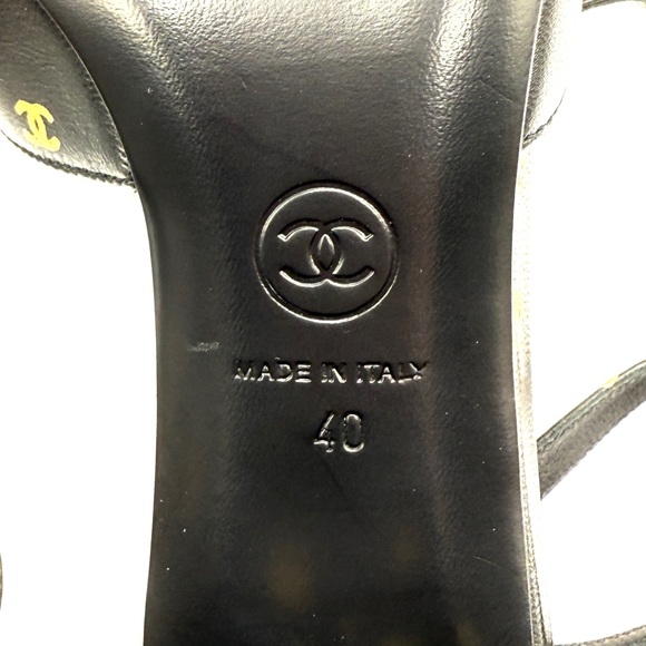 NEW Chanel CC Logo Mania Lambskin Calfskin Black Leather Slingback Platform Heel - Picture 10 of 12